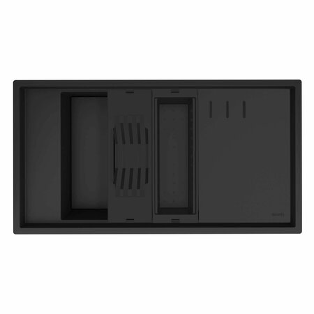 RUVATI 18 x 34 inch Granite Composite Workstation Kitchen Sink epiStage Dual Mount Single Bowl Black RVG1650BK